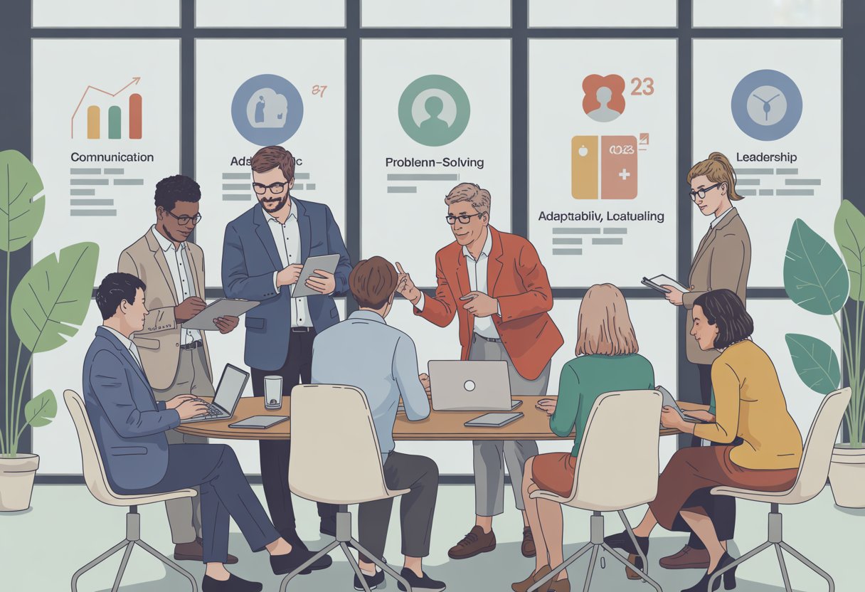 A diverse group of professionals collaborating around a conference table in a bright office.